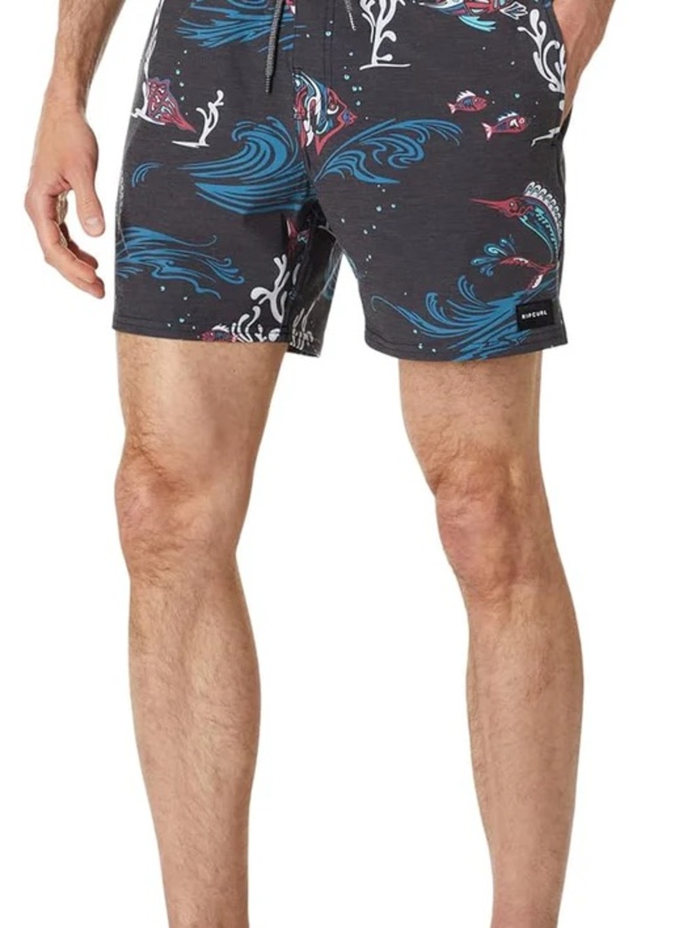 Rip Curl Men’s Gray/Black Swim Trunks with Sea Life